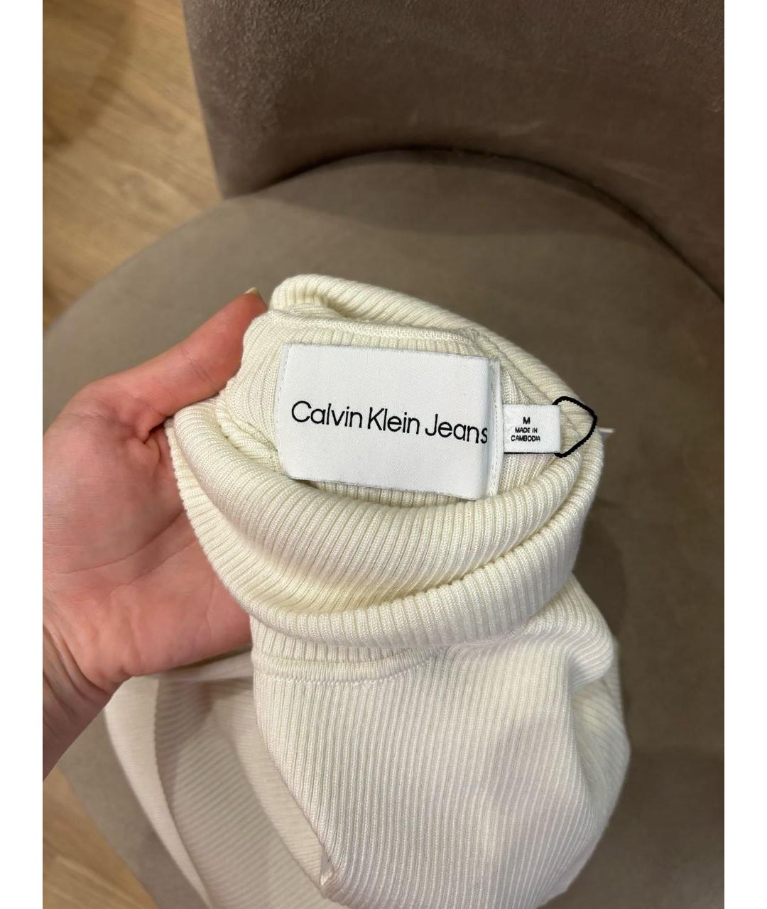 CALVIN KLEIN Белое вискозное повседневное платье, фото 3