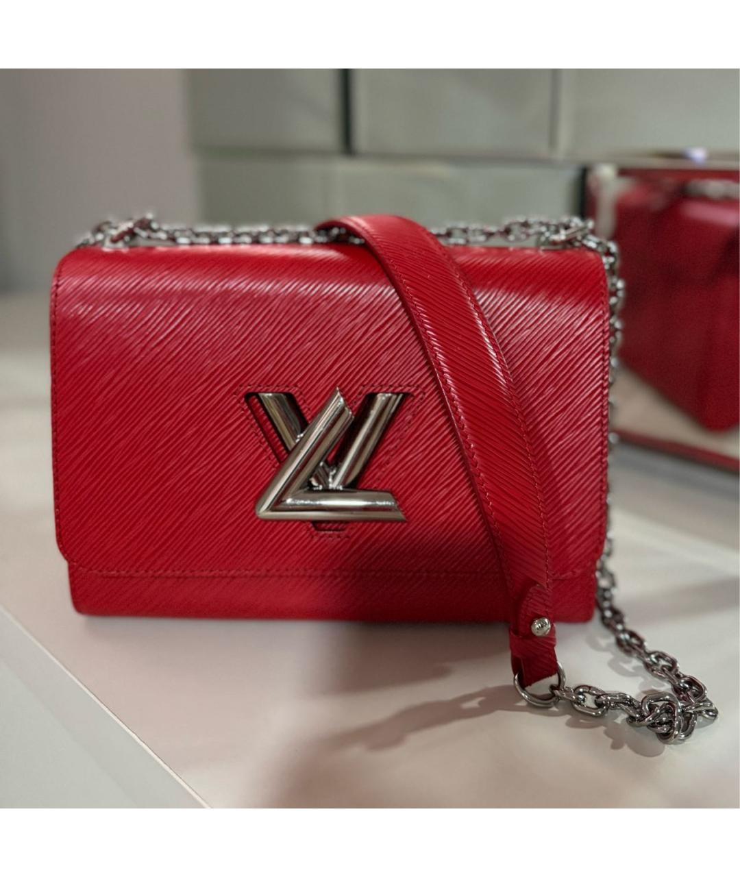 LOUIS VUITTON Красная кожаная сумка через плечо, фото 5