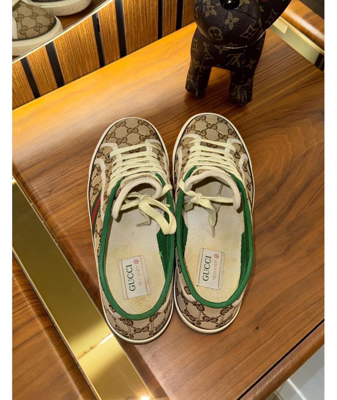 GUCCI Бежевые текстильные низкие кроссовки / кеды, фото 3