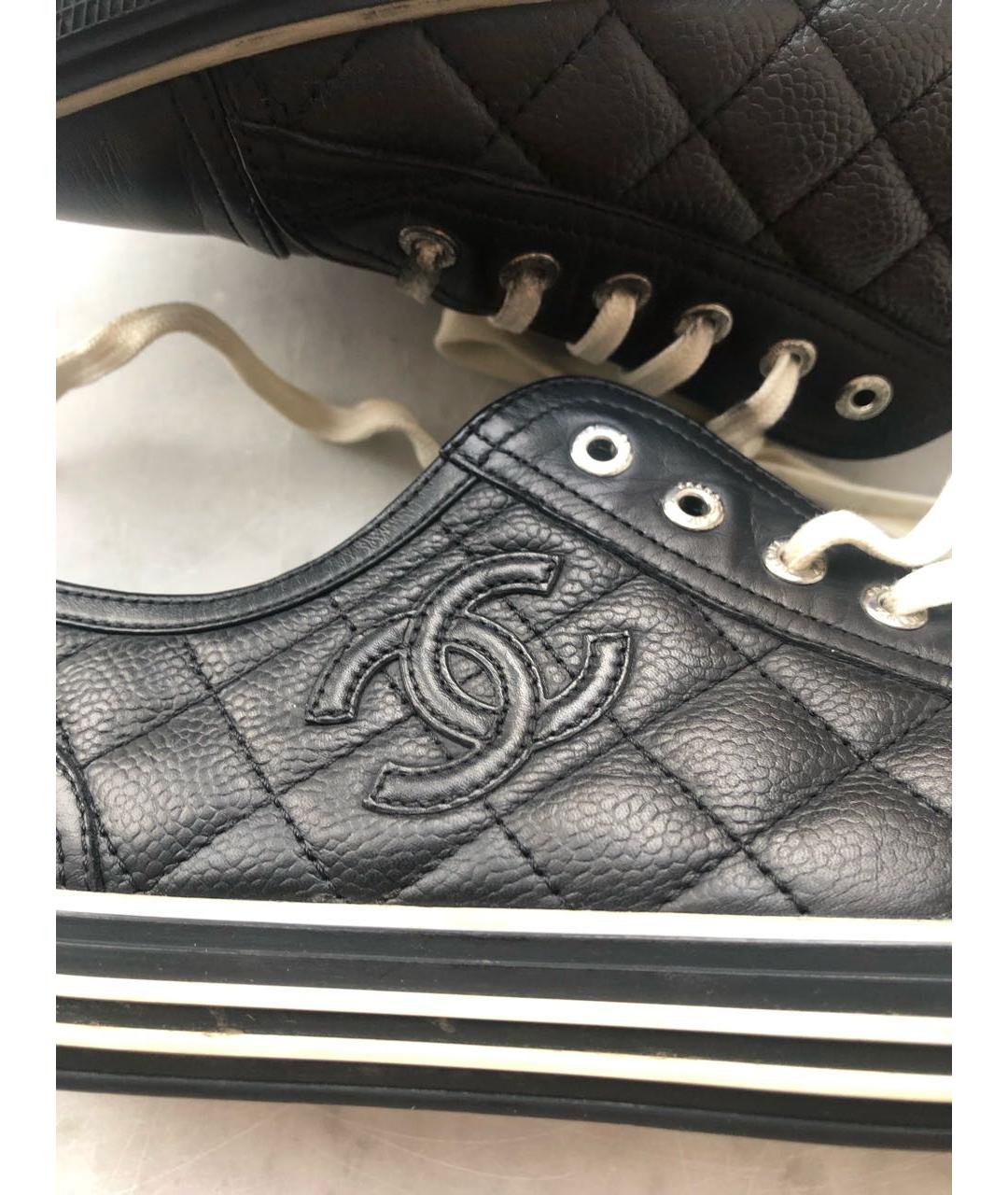 CHANEL Темно-синие кожаные кеды, фото 5