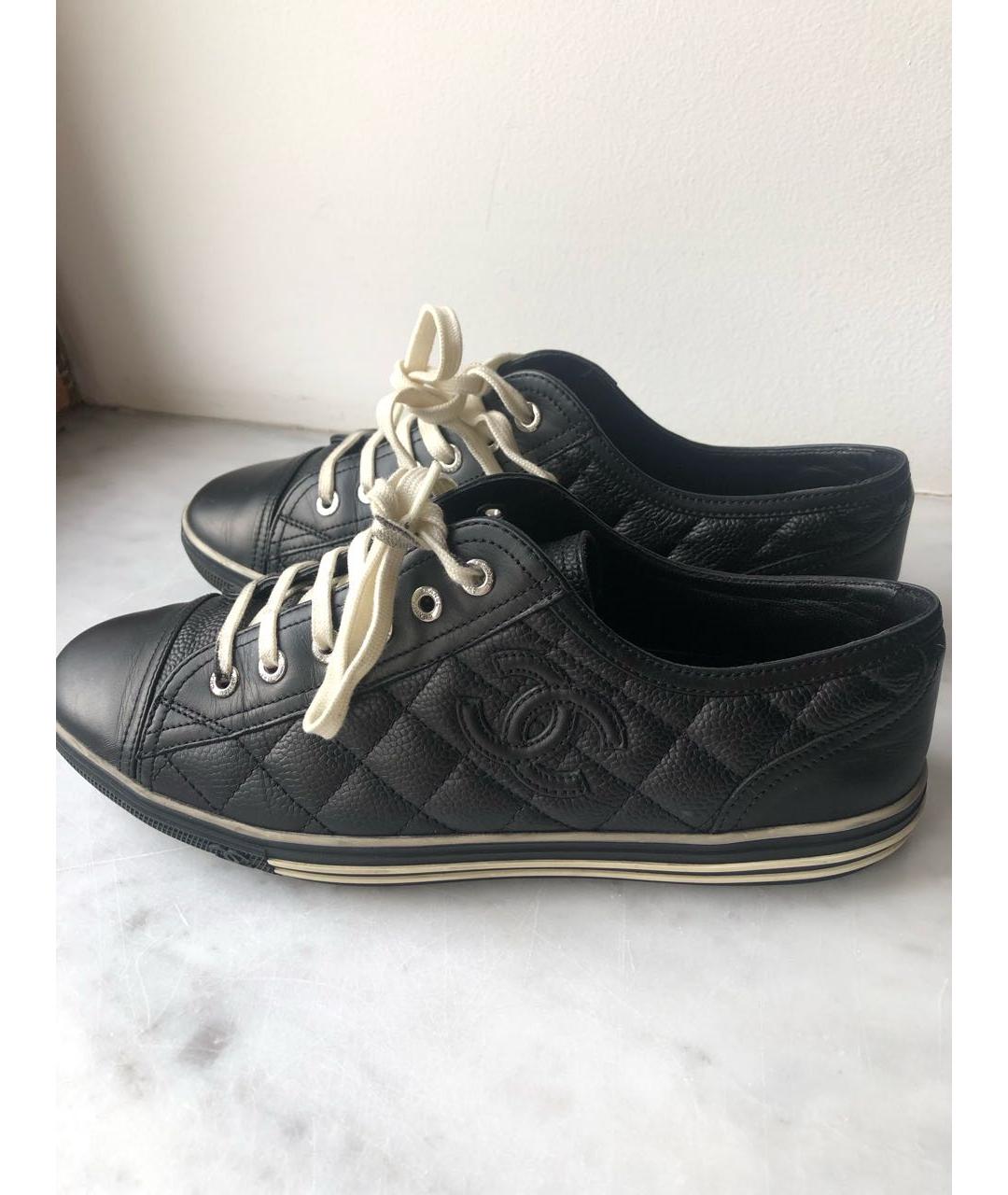 CHANEL Темно-синие кожаные кеды, фото 8