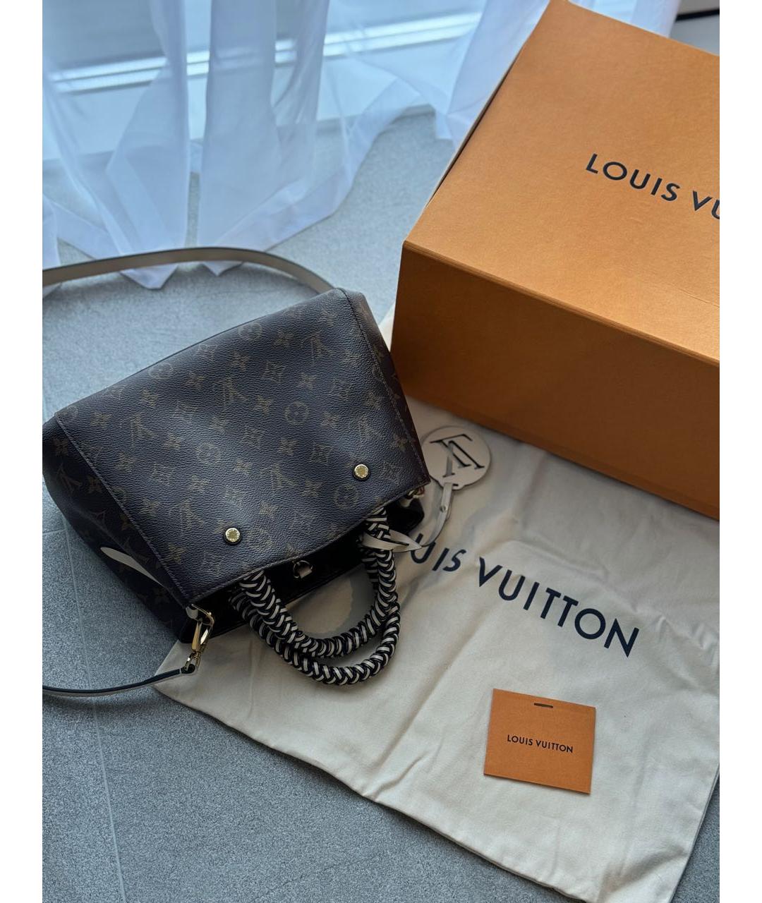 LOUIS VUITTON Коричневая кожаная сумка с короткими ручками, фото 5