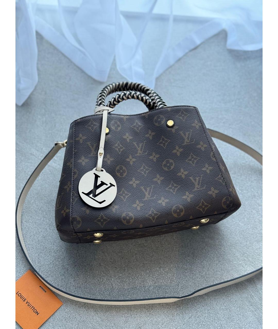 LOUIS VUITTON Коричневая кожаная сумка с короткими ручками, фото 9