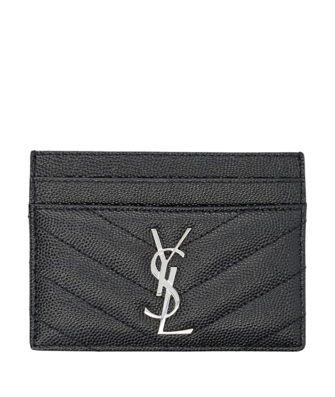 SAINT LAURENT Черный кожаный кардхолдер, фото 1