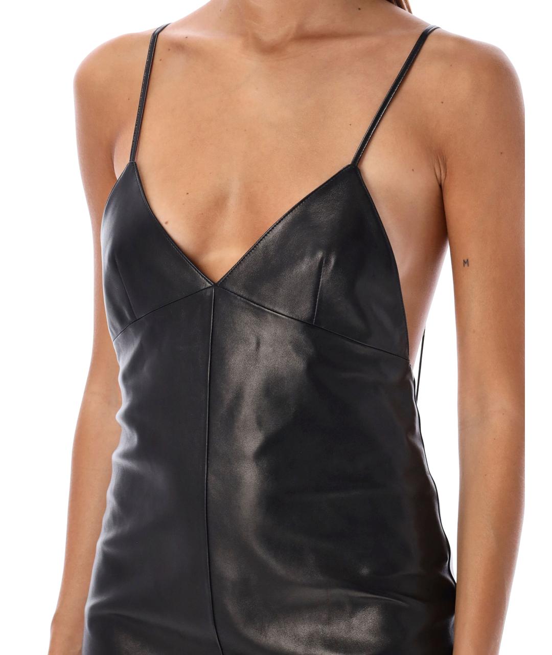 SAINT LAURENT Черное кожаное коктейльное платье, фото 4