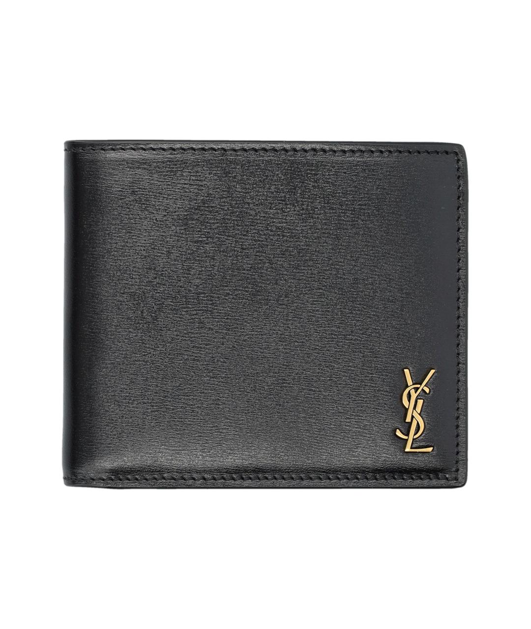 SAINT LAURENT Черный кожаный кошелек, фото 1