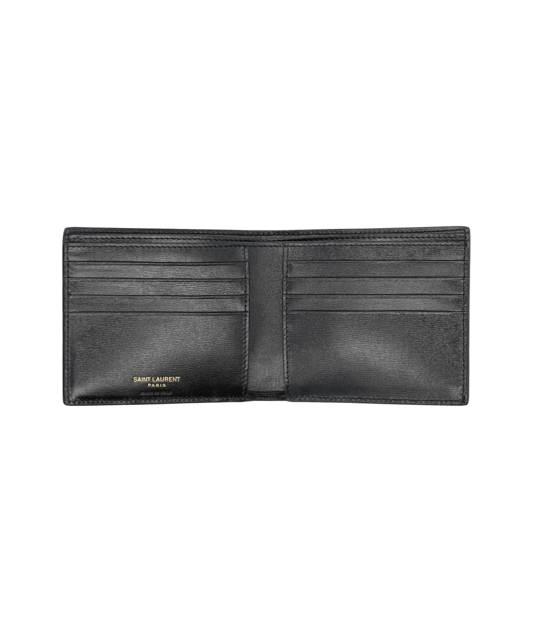 SAINT LAURENT Черный кожаный кошелек, фото 3
