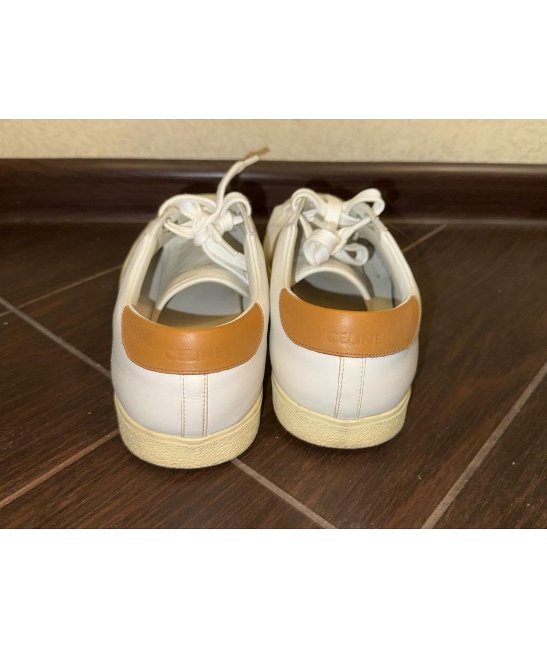 CELINE Бежевые кожаные кеды, фото 4