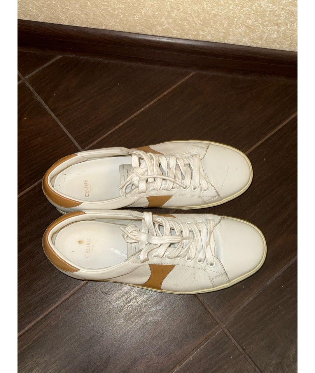CELINE Бежевые кожаные кеды, фото 3