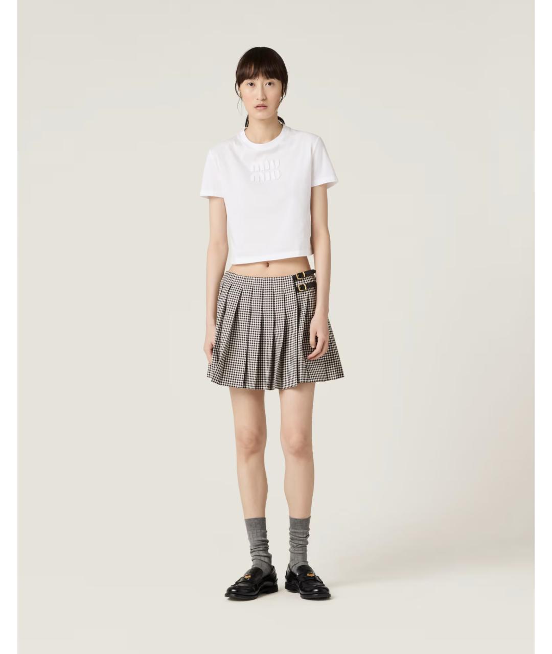 MIU MIU Белая хлопковая футболка, фото 2