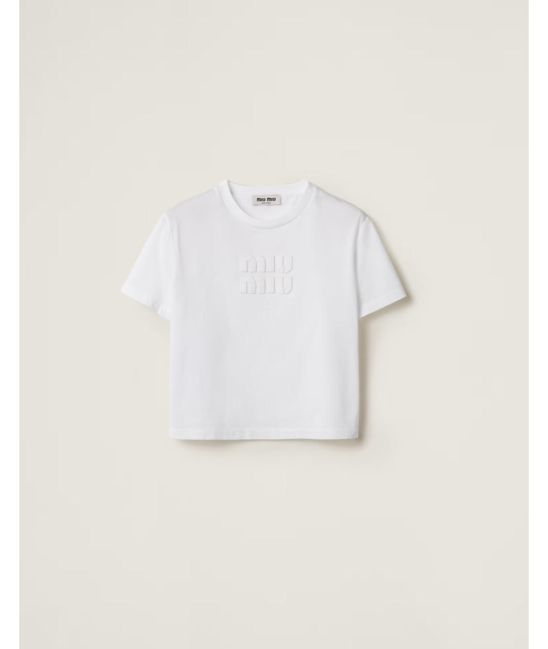MIU MIU Белая хлопковая футболка, фото 8