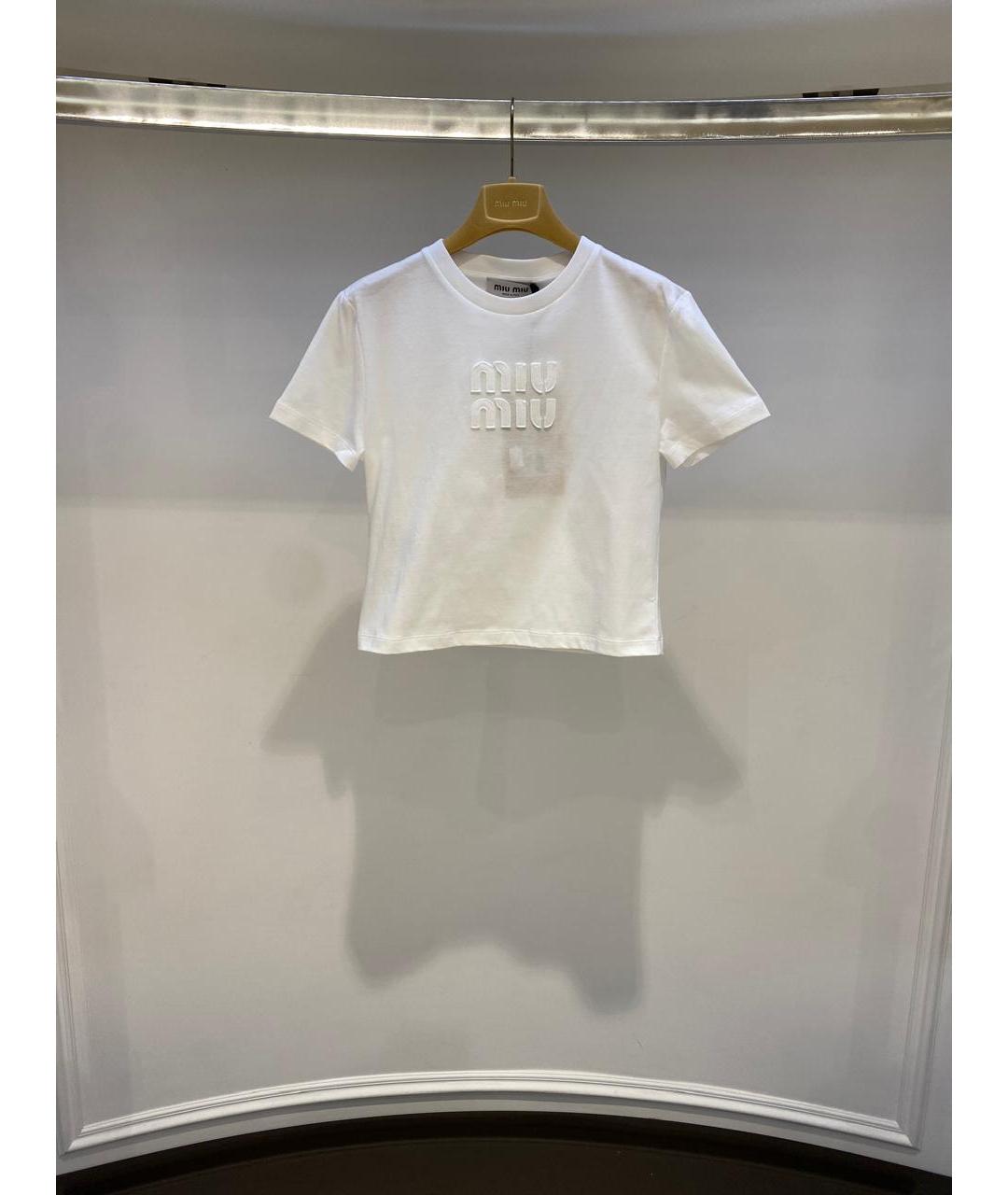 MIU MIU Белая хлопковая футболка, фото 7