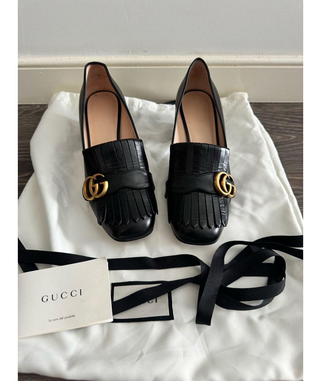 GUCCI Черные кожаные туфли, фото 2