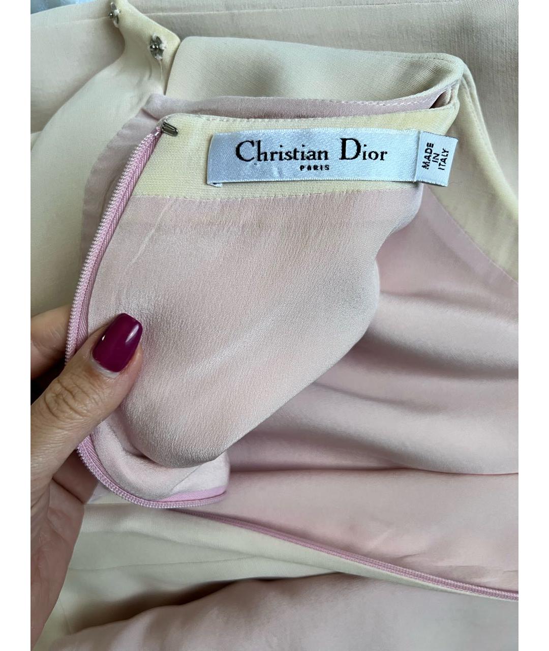 CHRISTIAN DIOR Розовое шерстяное коктейльное платье, фото 3