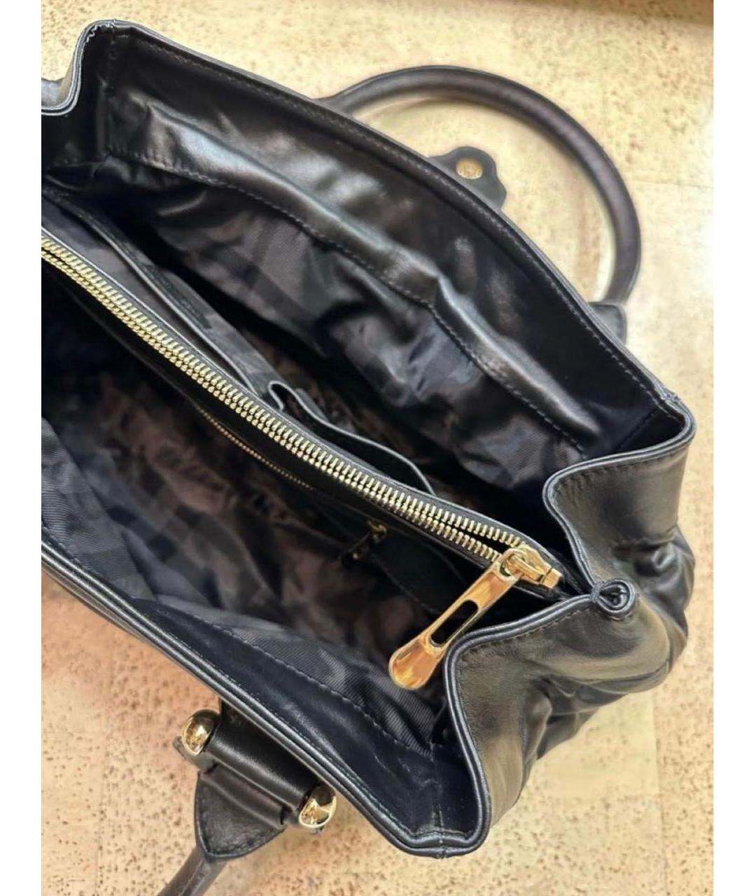 BURBERRY Черная кожаная сумка с короткими ручками, фото 4