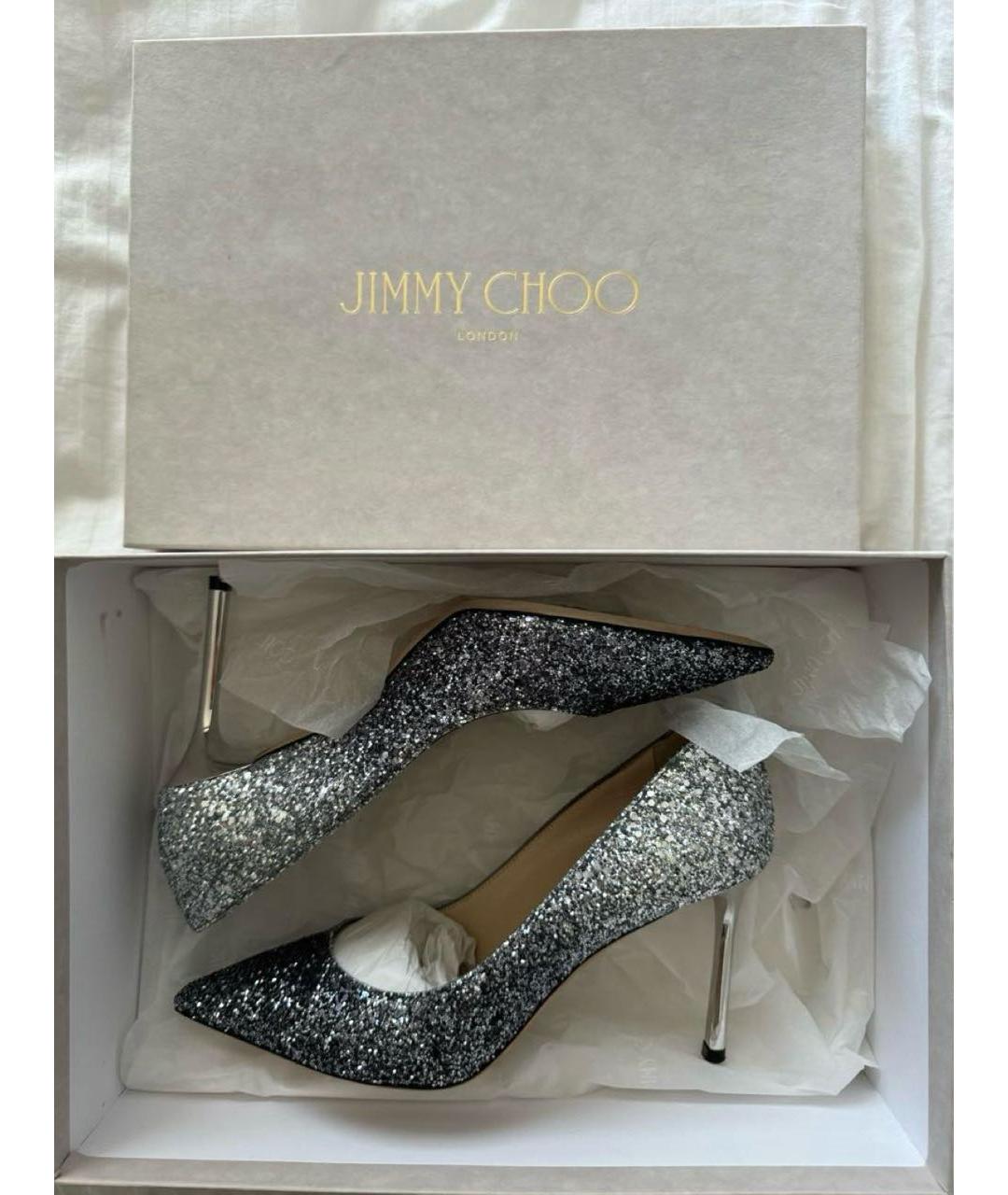 JIMMY CHOO Серебряные кожаные туфли, фото 2