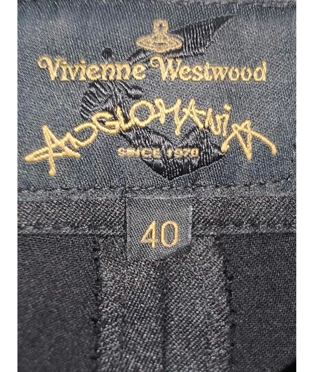 VIVIENNE WESTWOOD ANGLOMANIA Черные полиэстеровые брюки узкие, фото 3