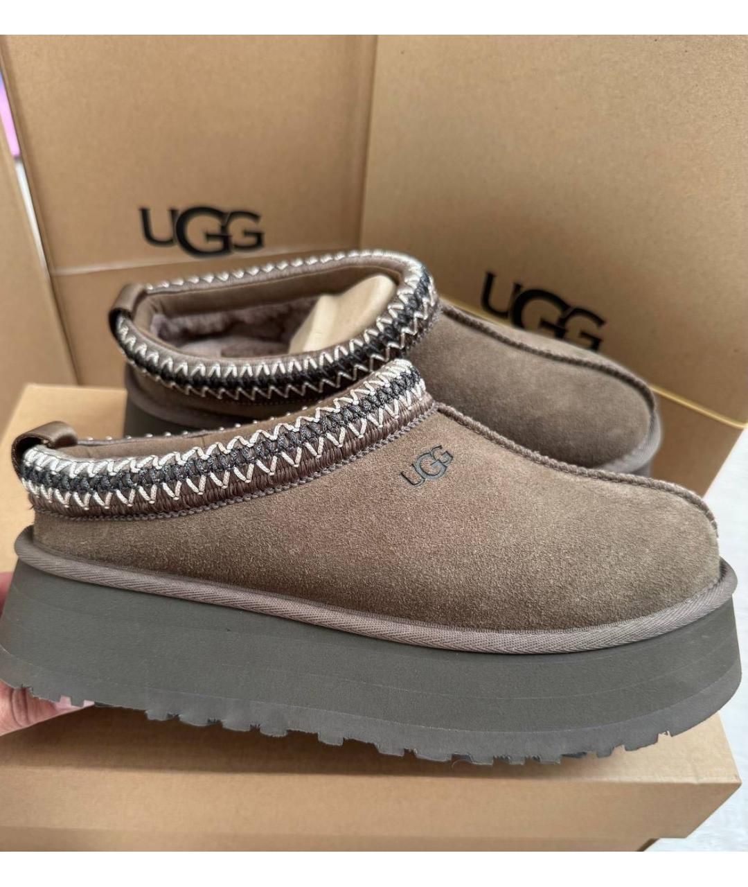 UGG AUSTRALIA Коричневые замшевые сабо, фото 4