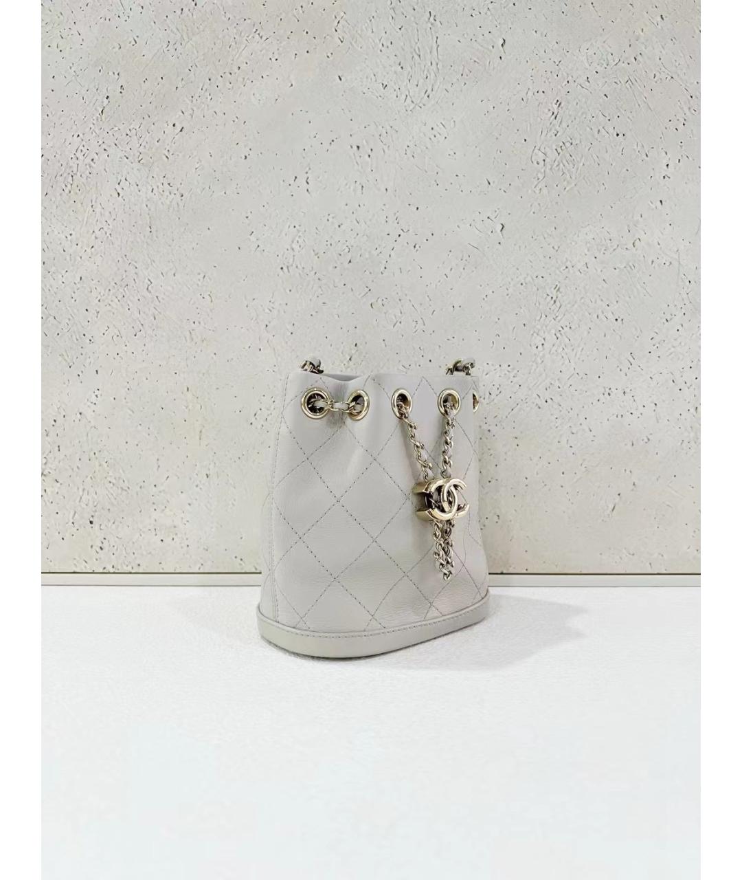 CHANEL Серая кожаная сумка через плечо, фото 4