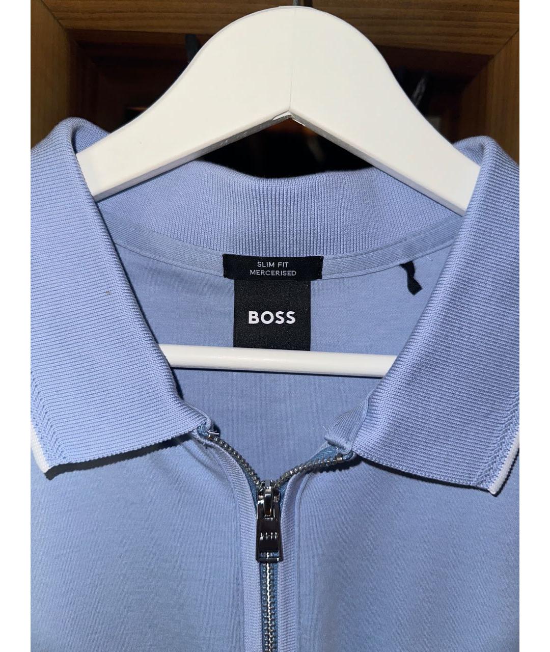 HUGO BOSS Голубое хлопковое поло с коротким рукавом, фото 3