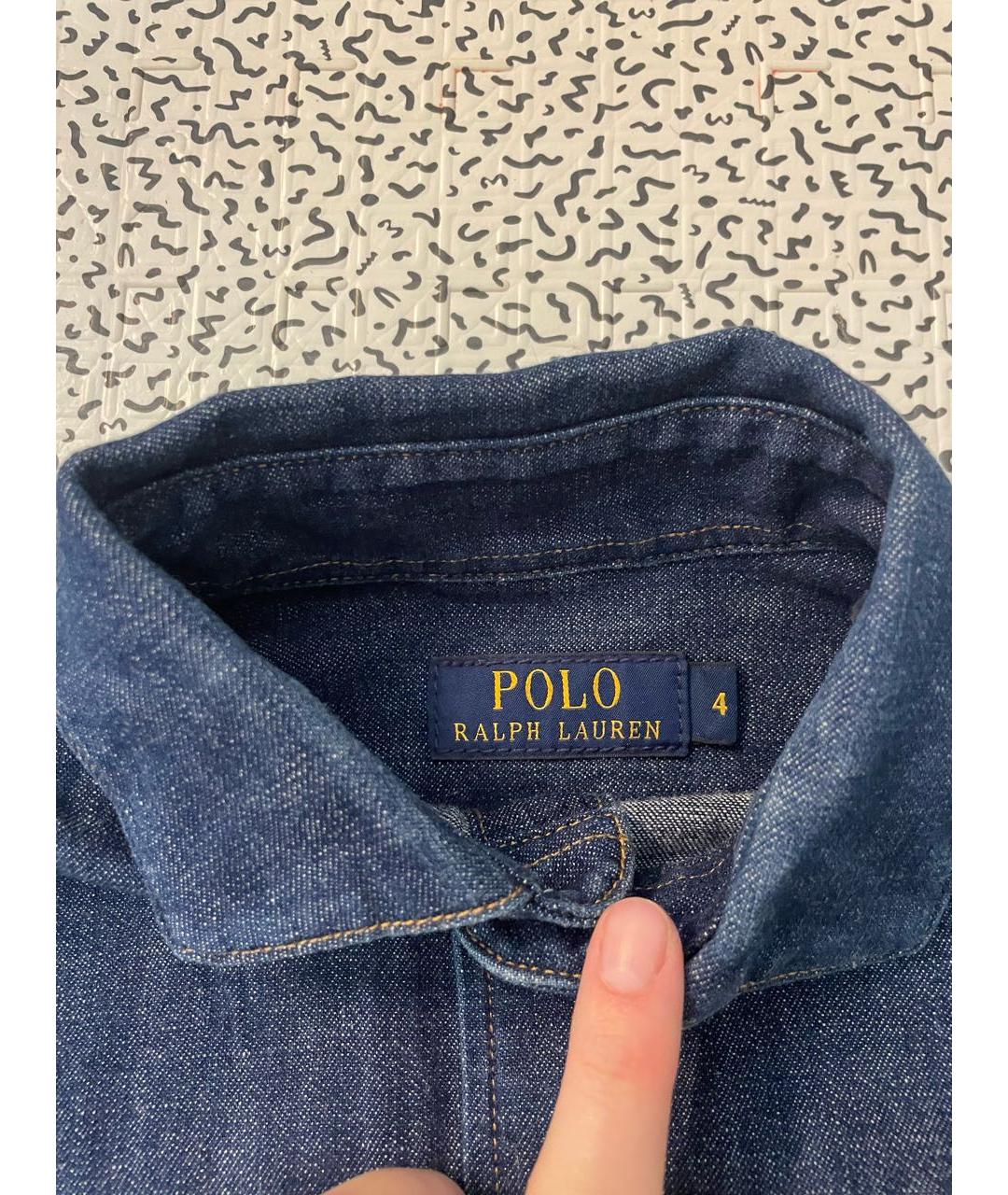 POLO RALPH LAUREN Темно-синее деним повседневное платье, фото 2