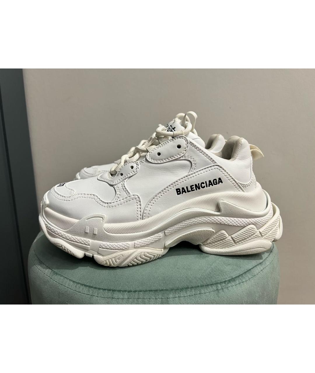 BALENCIAGA Белые кожаные кроссовки, фото 6