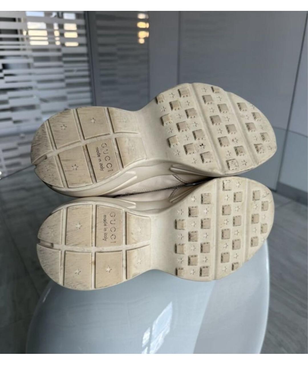 GUCCI Бежевые кожаные кроссовки, фото 4