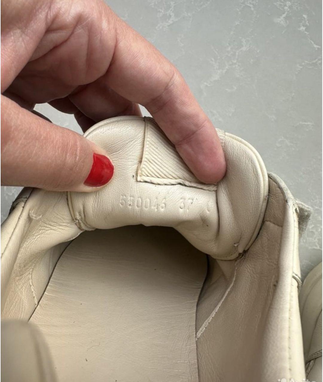 GUCCI Бежевые кожаные кроссовки, фото 5