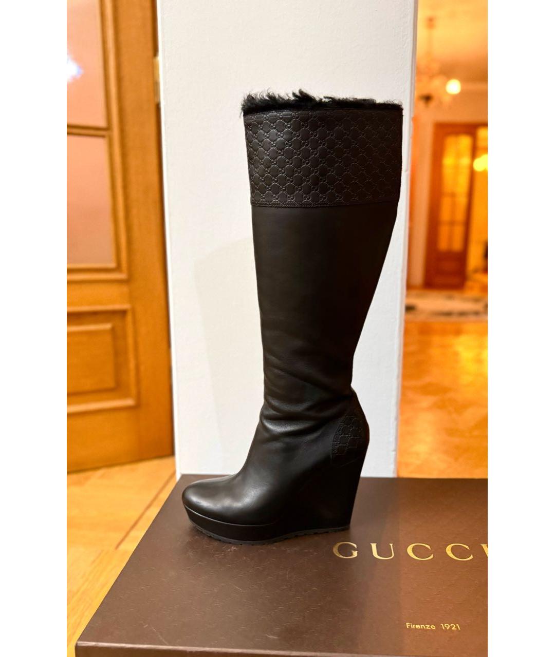 GUCCI Черные кожаные сапоги, фото 7