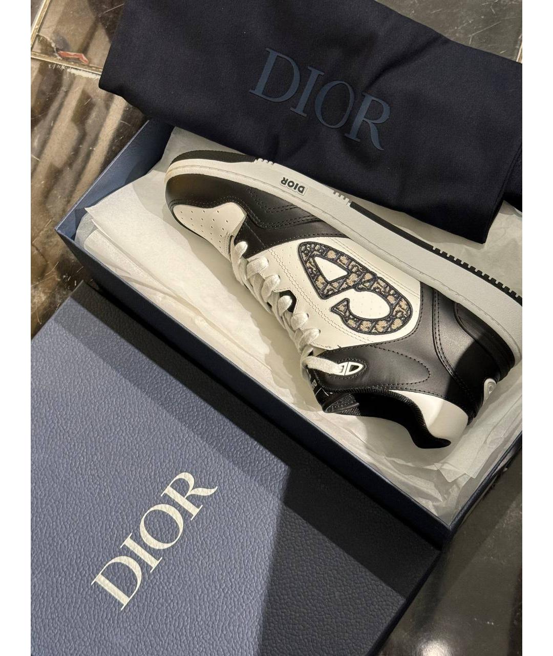 CHRISTIAN DIOR Черные кожаные низкие кроссовки / кеды, фото 5