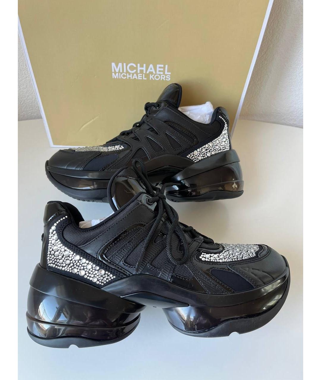 MICHAEL KORS Черные кожаные кроссовки, фото 9