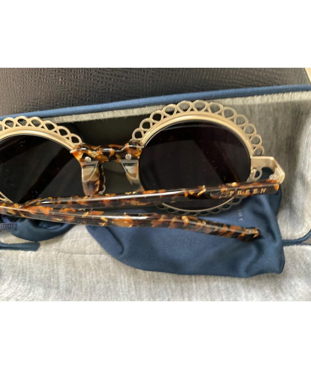 PREEN BY THORNTON BREGAZZI Черные металлические солнцезащитные очки, фото 3