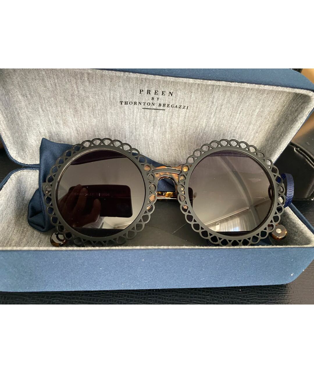 PREEN BY THORNTON BREGAZZI Черные металлические солнцезащитные очки, фото 2