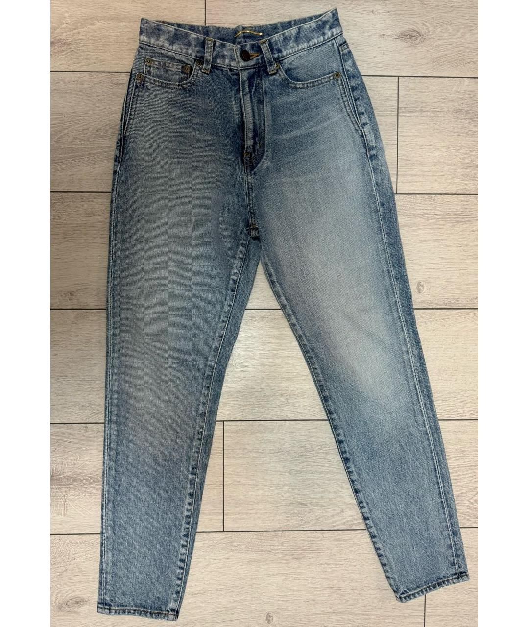 SAINT LAURENT Голубые хлопковые джинсы слим, фото 5