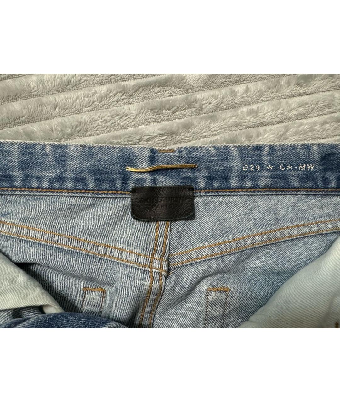 SAINT LAURENT Голубые хлопковые джинсы слим, фото 3