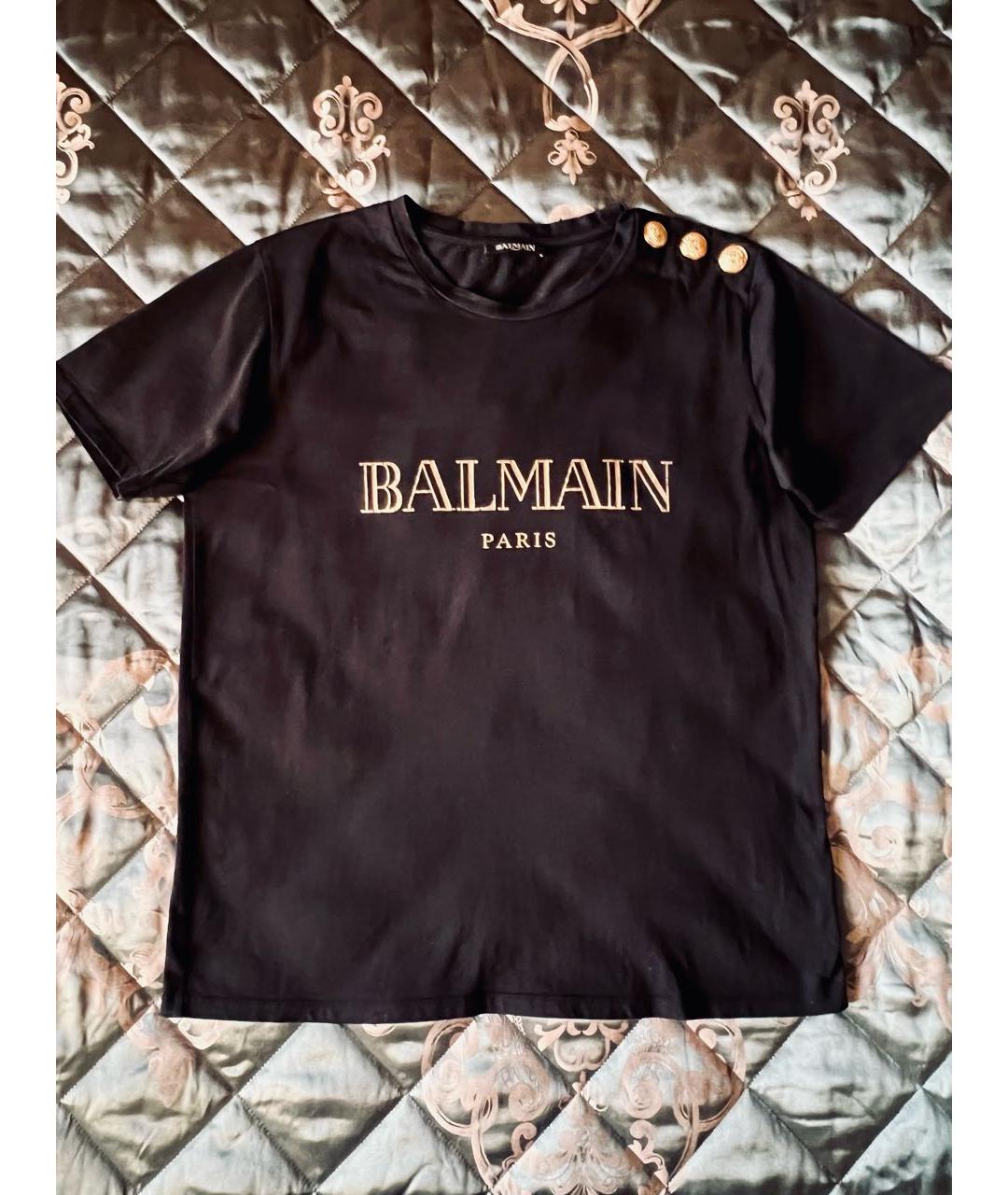 BALMAIN Черная хлопковая футболка, фото 2