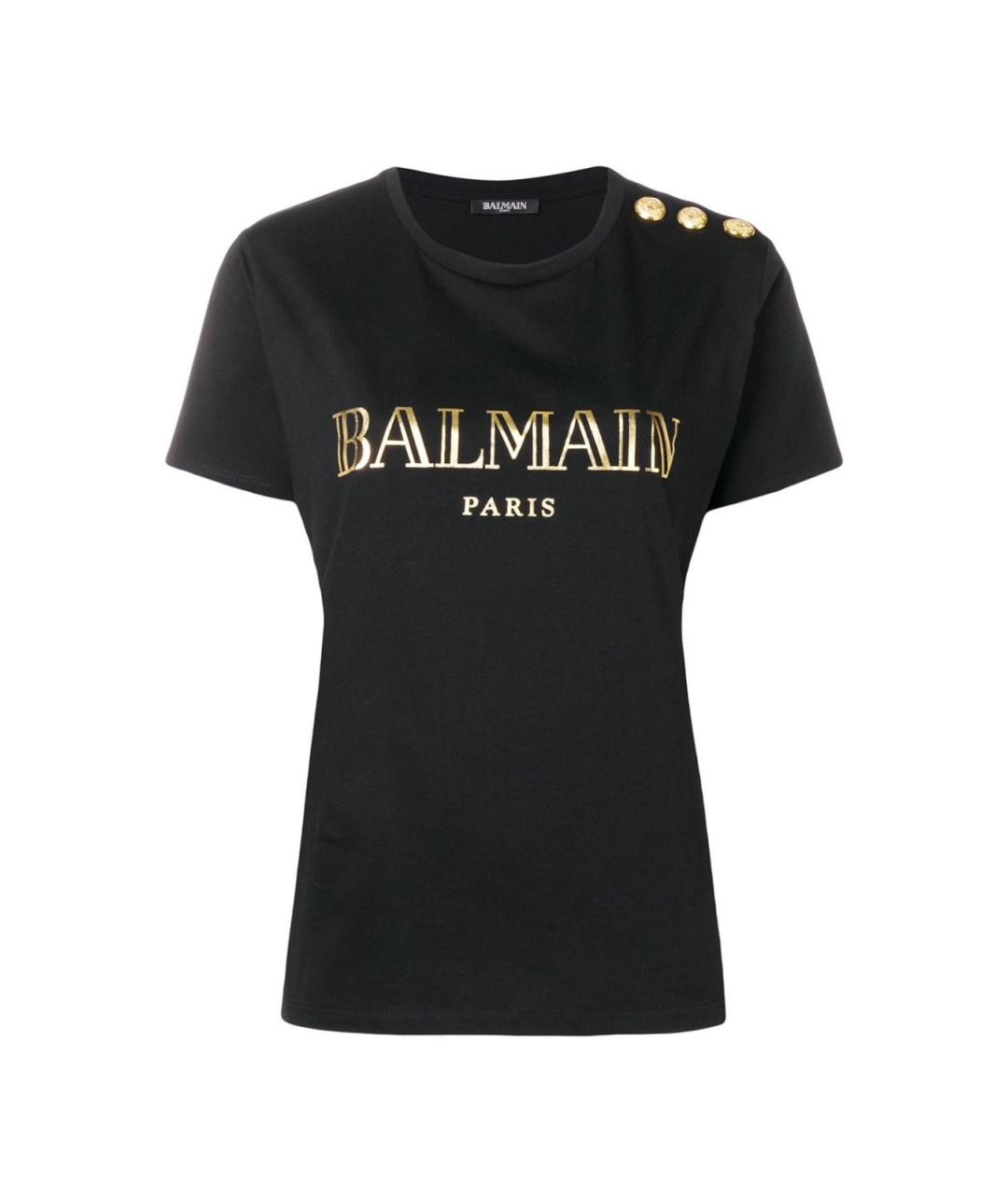 BALMAIN Черная хлопковая футболка, фото 1