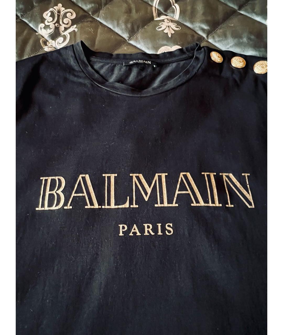 BALMAIN Черная хлопковая футболка, фото 4