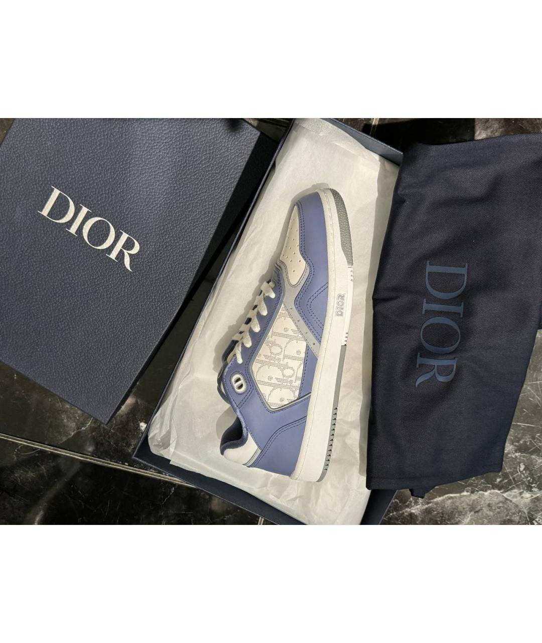 CHRISTIAN DIOR Синие кожаные низкие кроссовки / кеды, фото 2