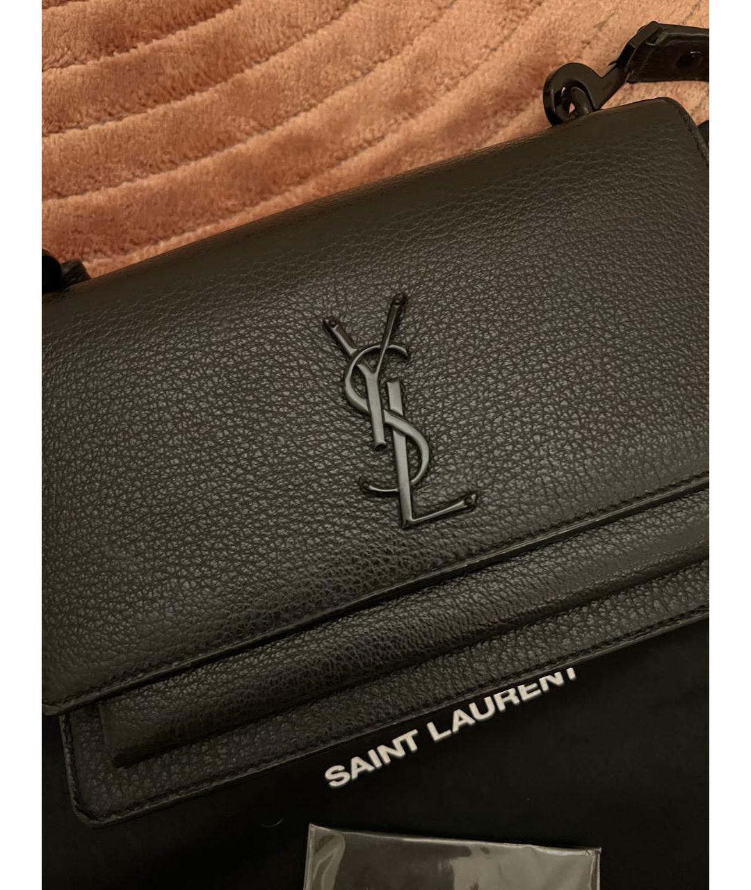 SAINT LAURENT Черная кожаная сумка через плечо, фото 2