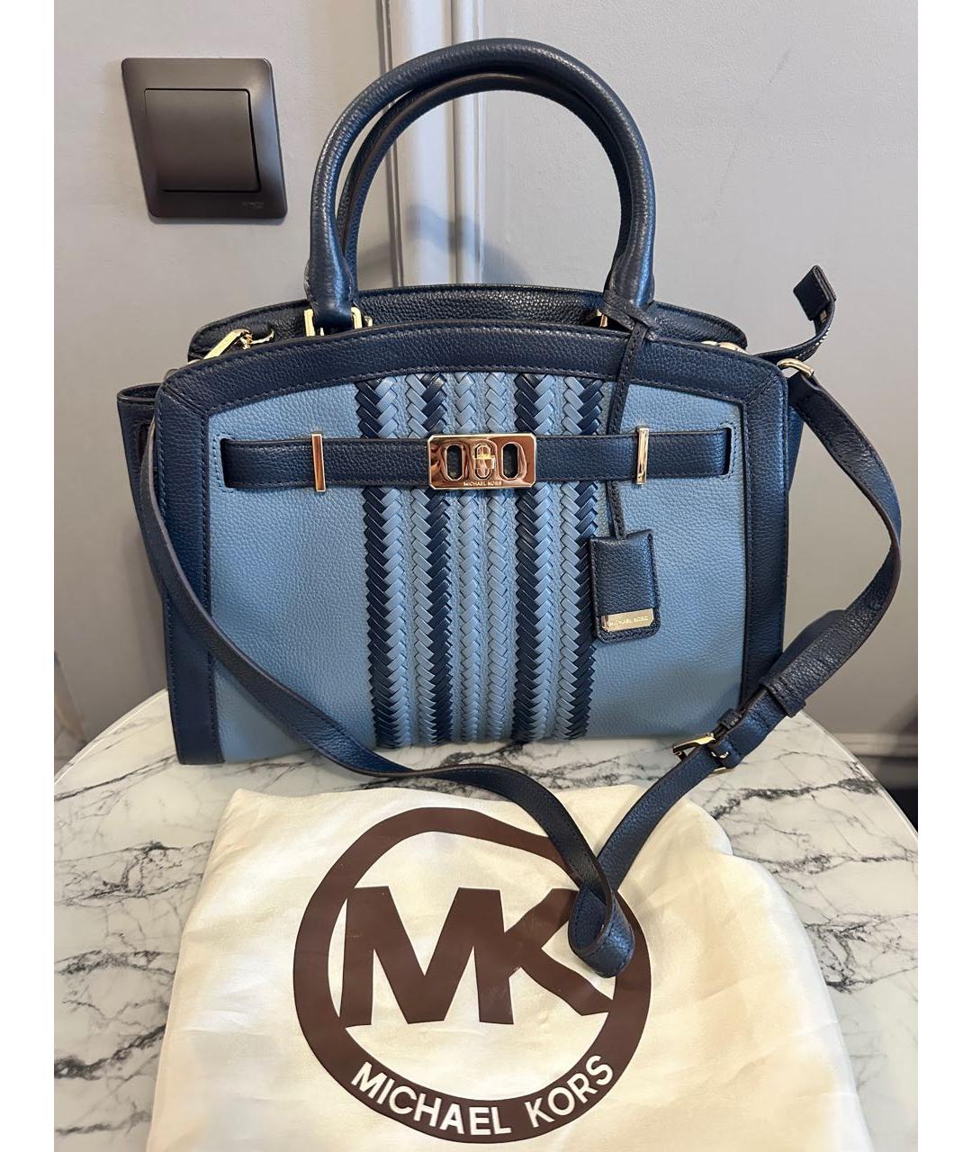 MICHAEL KORS Синяя кожаная сумка с короткими ручками, фото 8