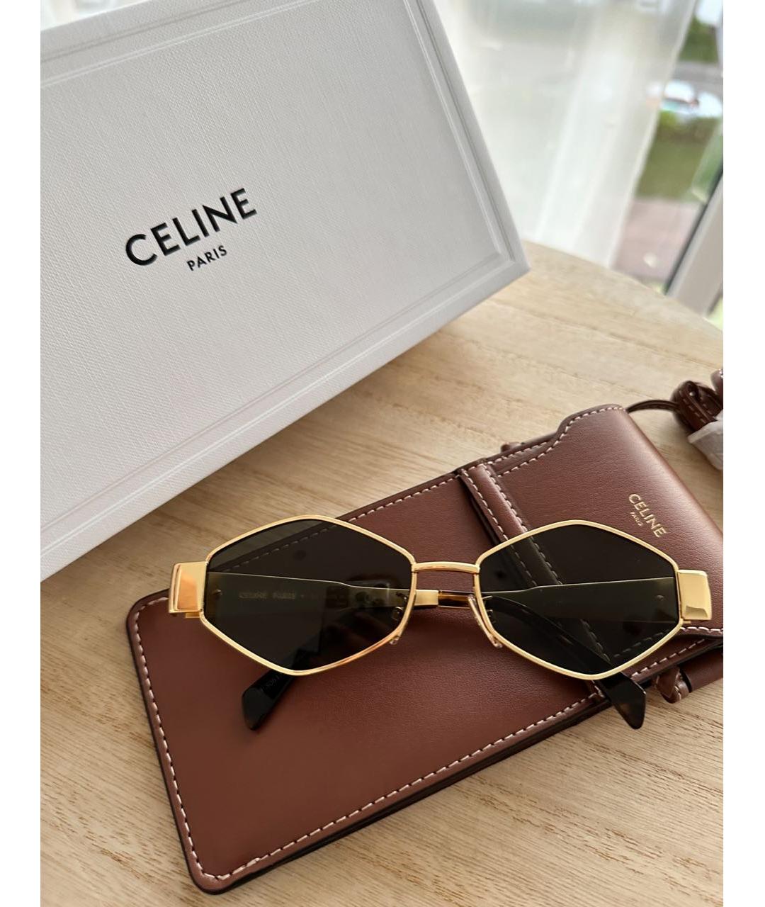 CELINE Золотые металлические солнцезащитные очки, фото 4