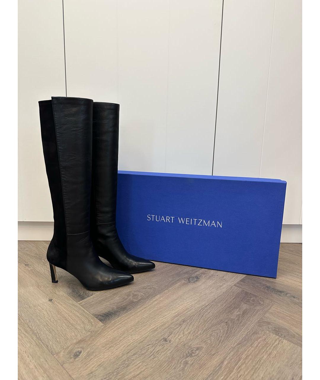 STUART WEITZMAN Черные кожаные сапоги, фото 5