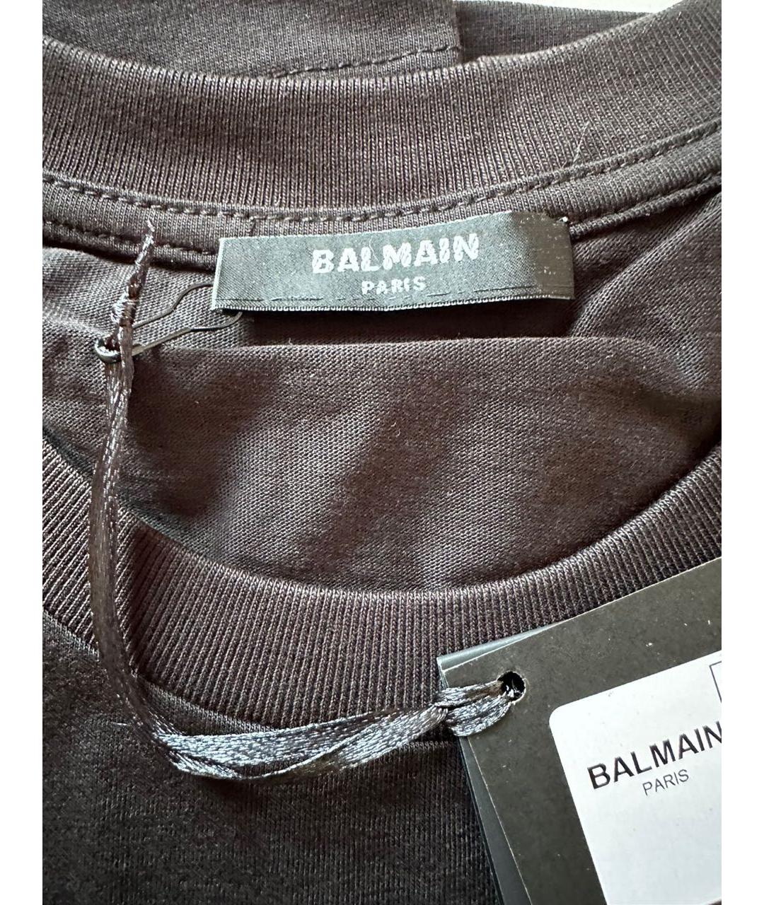 BALMAIN Черная хлопковая футболка, фото 4