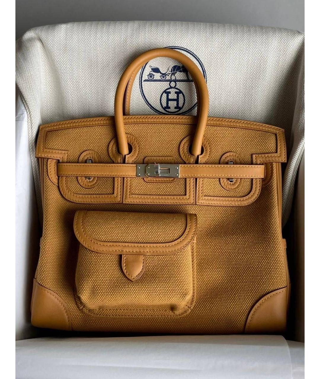HERMES Коричневая кожаная сумка с короткими ручками, фото 4