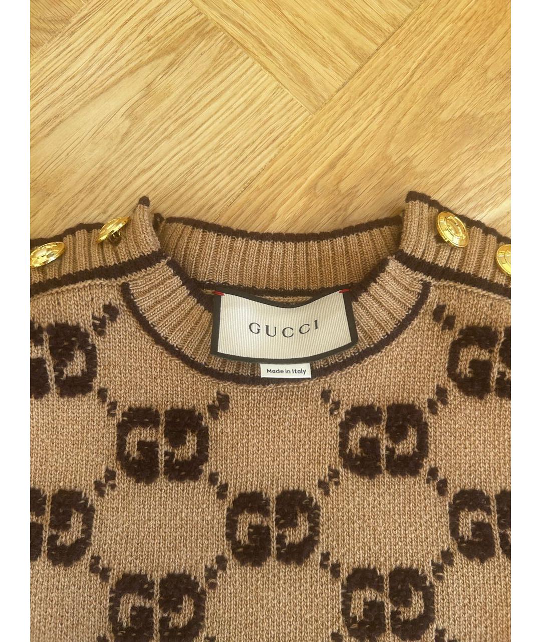 GUCCI Коричневое шерстяное повседневное платье, фото 3