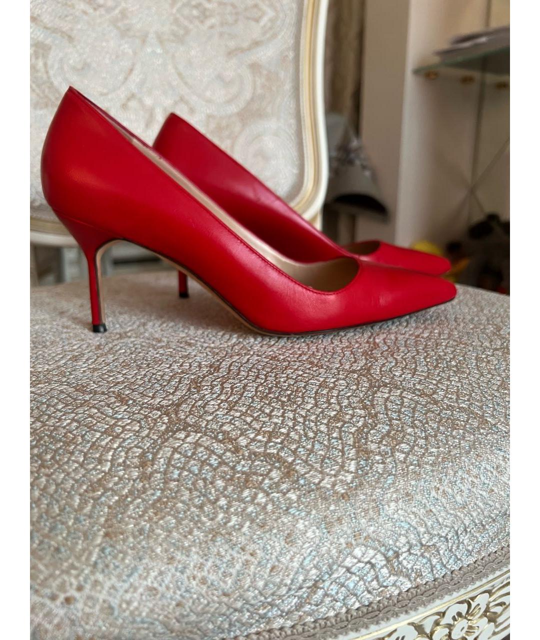 MANOLO BLAHNIK Красные кожаные туфли, фото 8