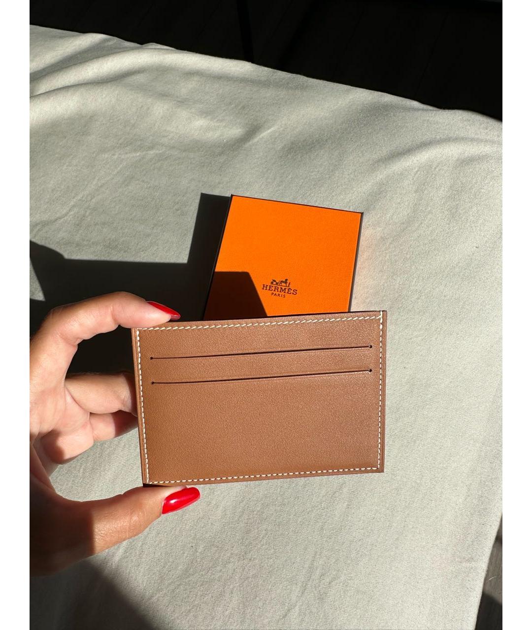 HERMES Коричневый кожаный кардхолдер, фото 3