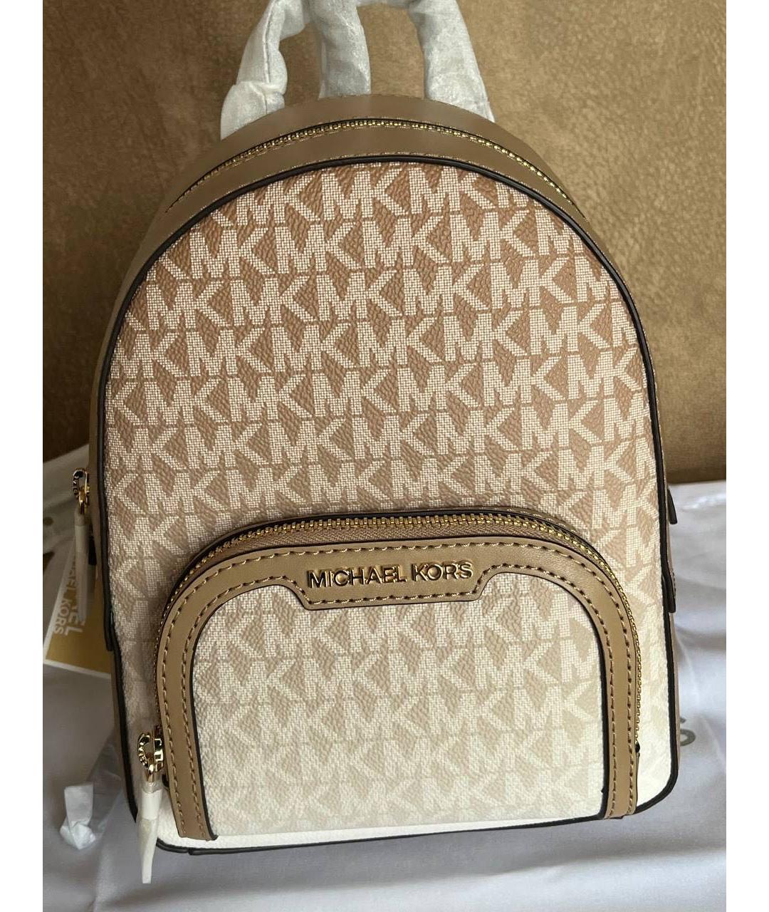 MICHAEL KORS Бежевый кожаный рюкзак, фото 9