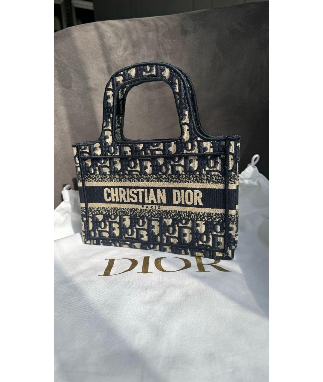 CHRISTIAN DIOR Синяя тканевая сумка с короткими ручками, фото 2